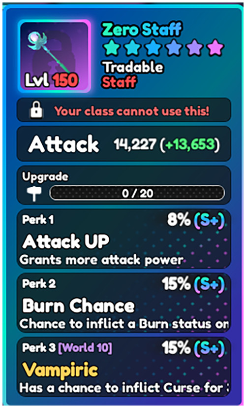 World Zero WZ - ZERO STAFF - LVL 150 - S+ PERKS