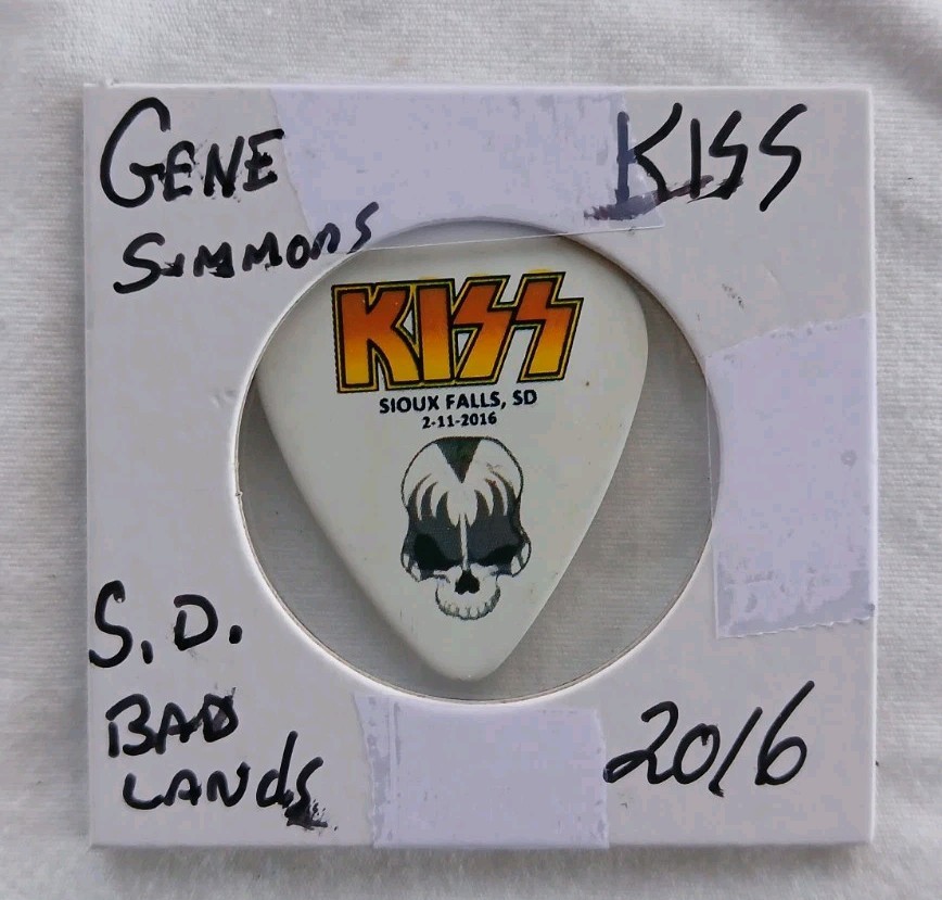 Gene Simmons Tour Issued Guitar Pick Kiss Rare 2016 1- Show Sioux Falls S.D.