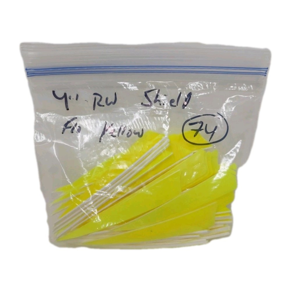 74 Count Archery Arrow Feathers 4" Right Wing: Shield Fluorescent Yellow