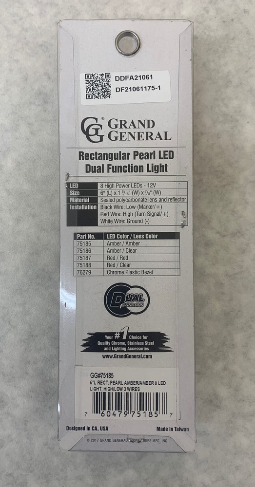 (Lot of 2) Grand General 75185 Rectangular Pearl 6" LED Dual Function Light