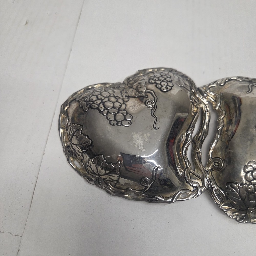 Godinger Silver Art Co Double Heart Grape Silver Plate Serving Dish Candy Nuts