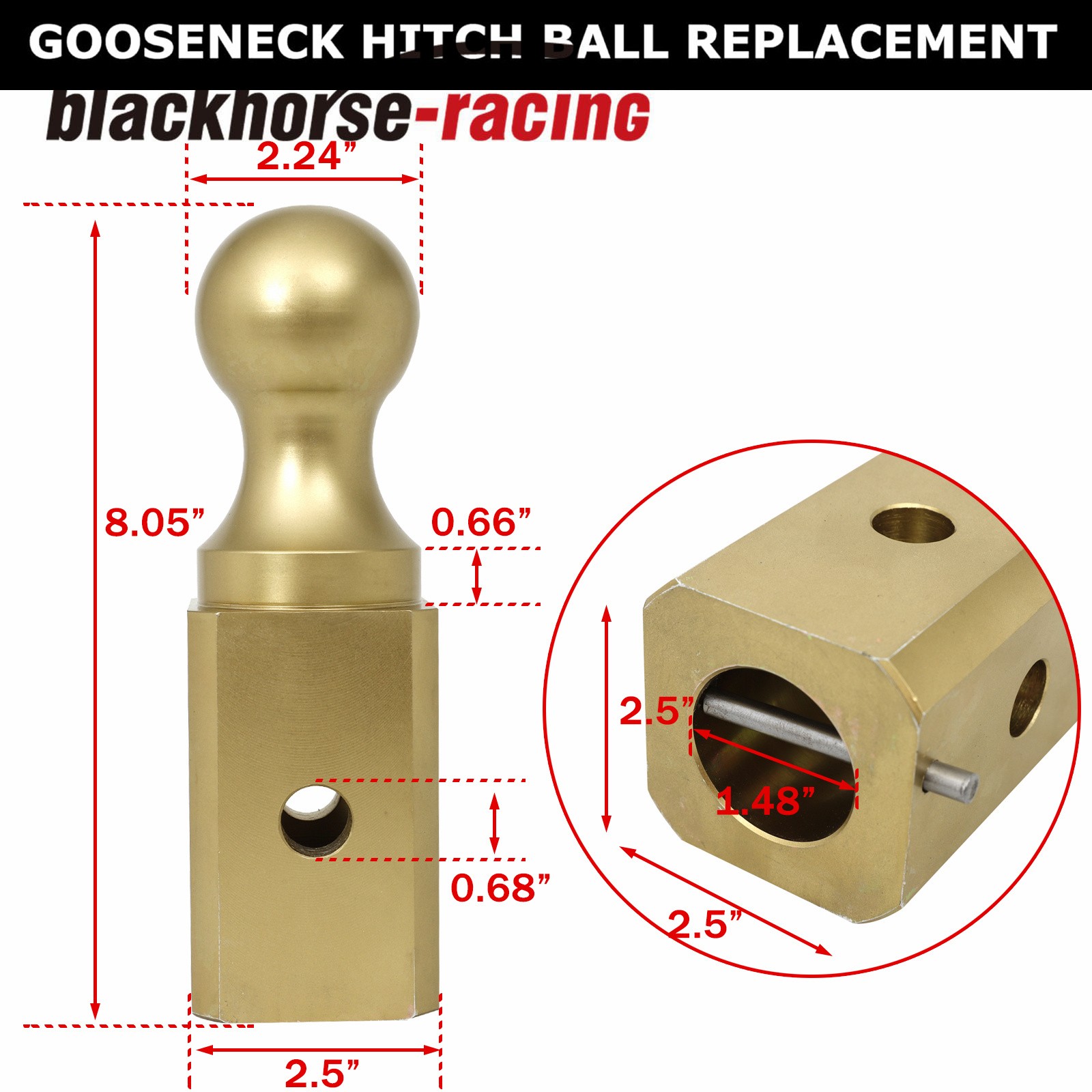 GNXA2000 Gooseneck Ball Hitch Turn Over Ball 2-5/16” fits B&W Trailer Hitches