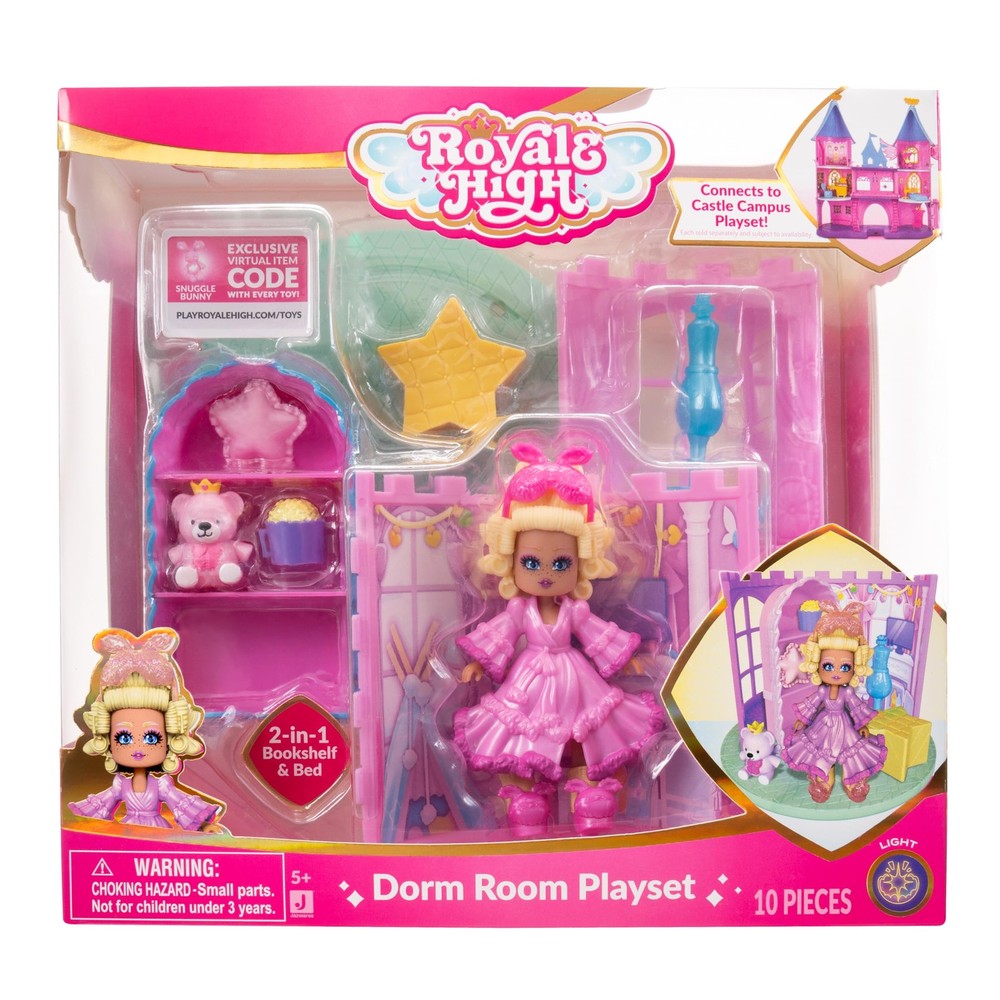 Dorm Room Playset - 1 Doll, 5 Accessories - Fits Inside Castle Playset - Virt...
