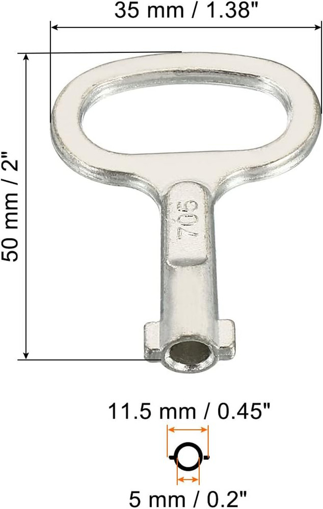 Key Shape Socket Spanner, 3 Pack for 0.45"X0.2" Panel Lock, Silver