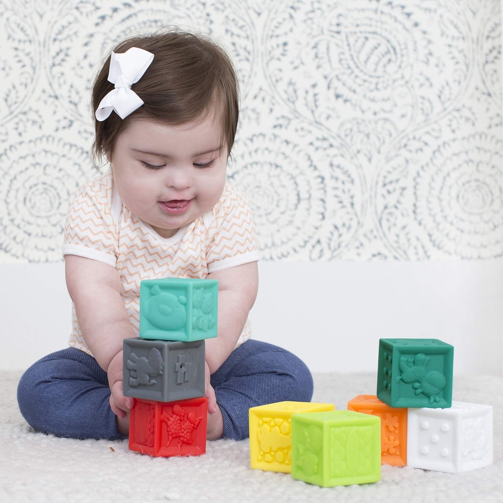 Infantino Multicolor Soft Squeezable Building Blocks Set for Infants 8 Count