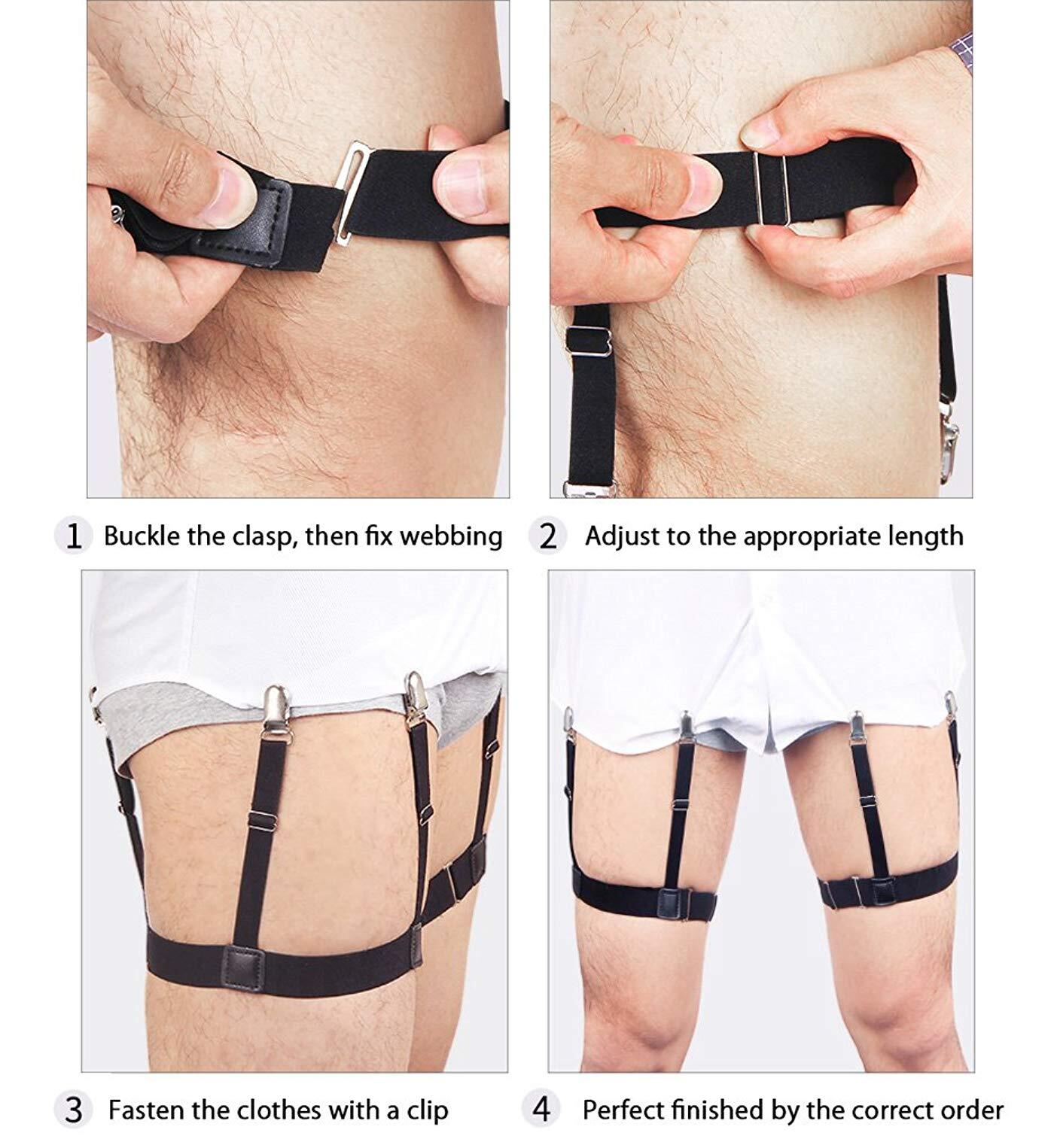 2PCS Men Hidden Shirt Stays Holder Garters Belt Non Slip Elastic Locking Clamps