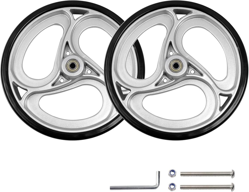 2 Pcs Wheels Replacement for Wheelchairs Solid 10 Inch Walker Wheels Replacement