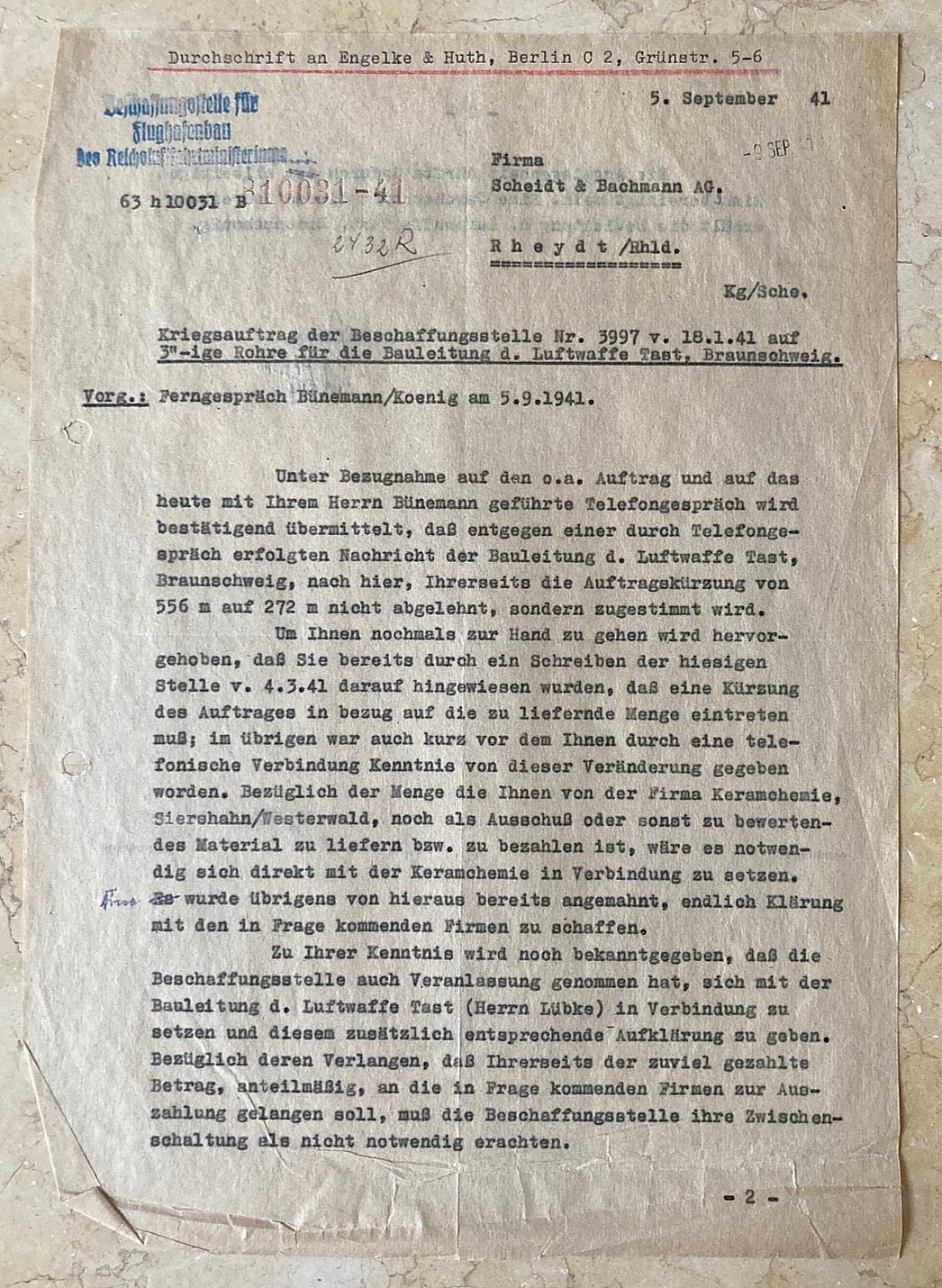 WW2 GERMAN REICHSMARSHALL  REICHSMINISTER of AVIATION PROCUREMENT DOCUMENT 1941