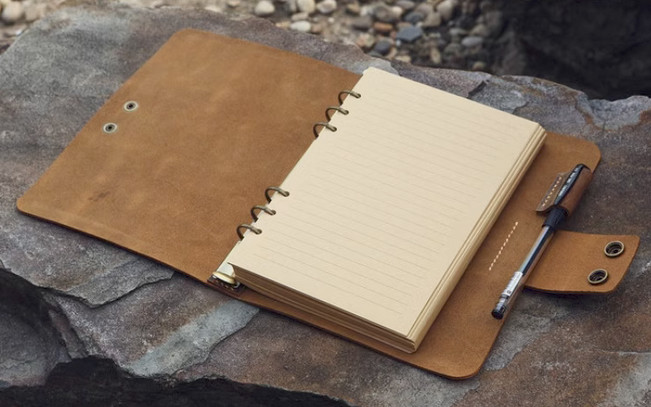 A5 loose leaf Writing note Notebook sketchbook binder Notepad leather brown Q327