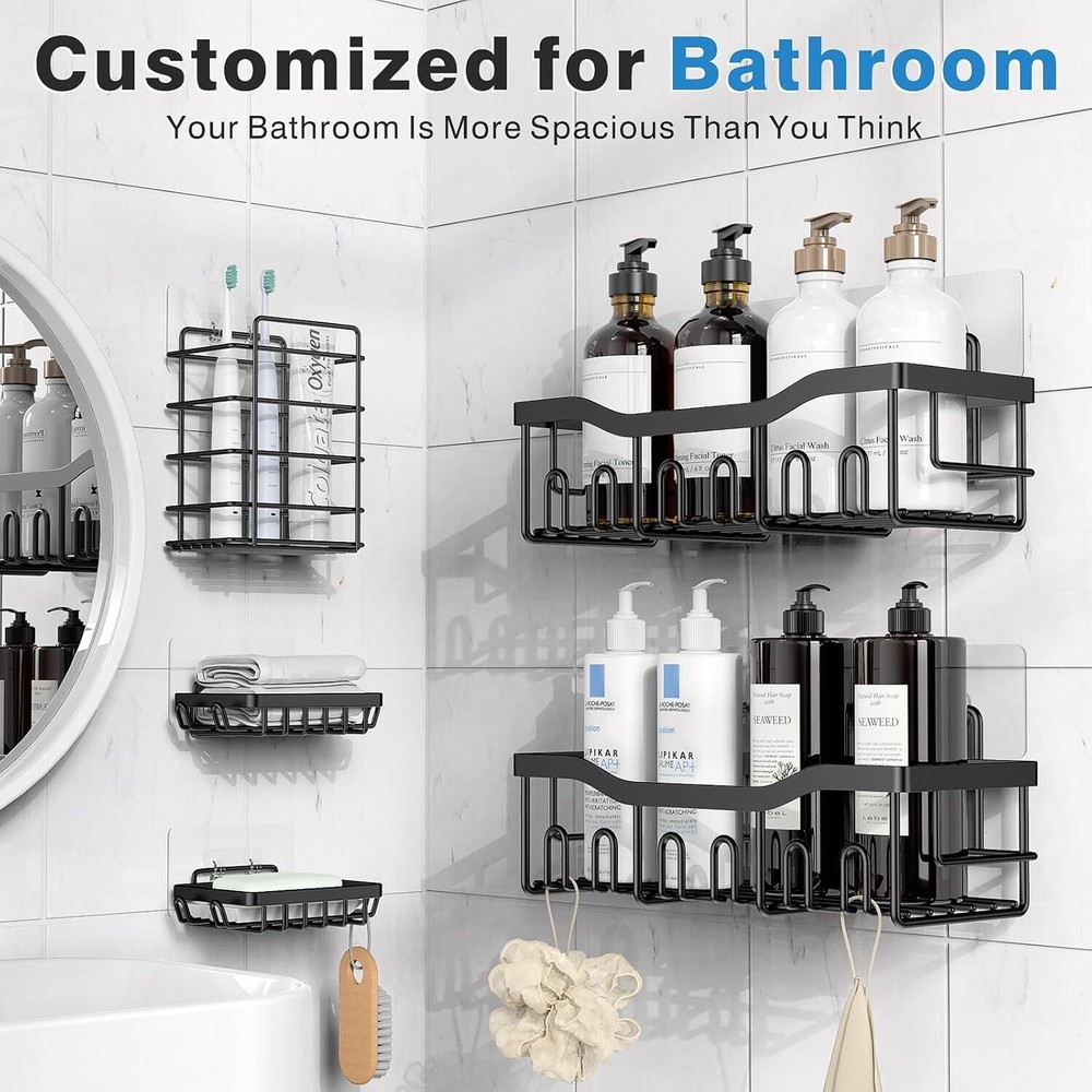 Shower Organizer 5 Pack Stainless Steel Large Capacity No Drilling Rustproof