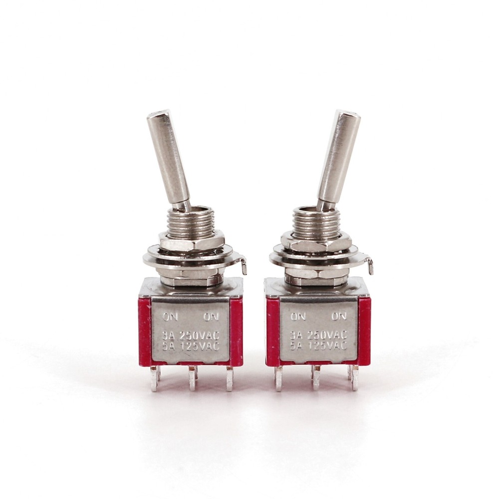 5Pcs SH T8011-U Flat Handle 6Pin ON-ON DPDT 2-Position Mini Toggle Switch
