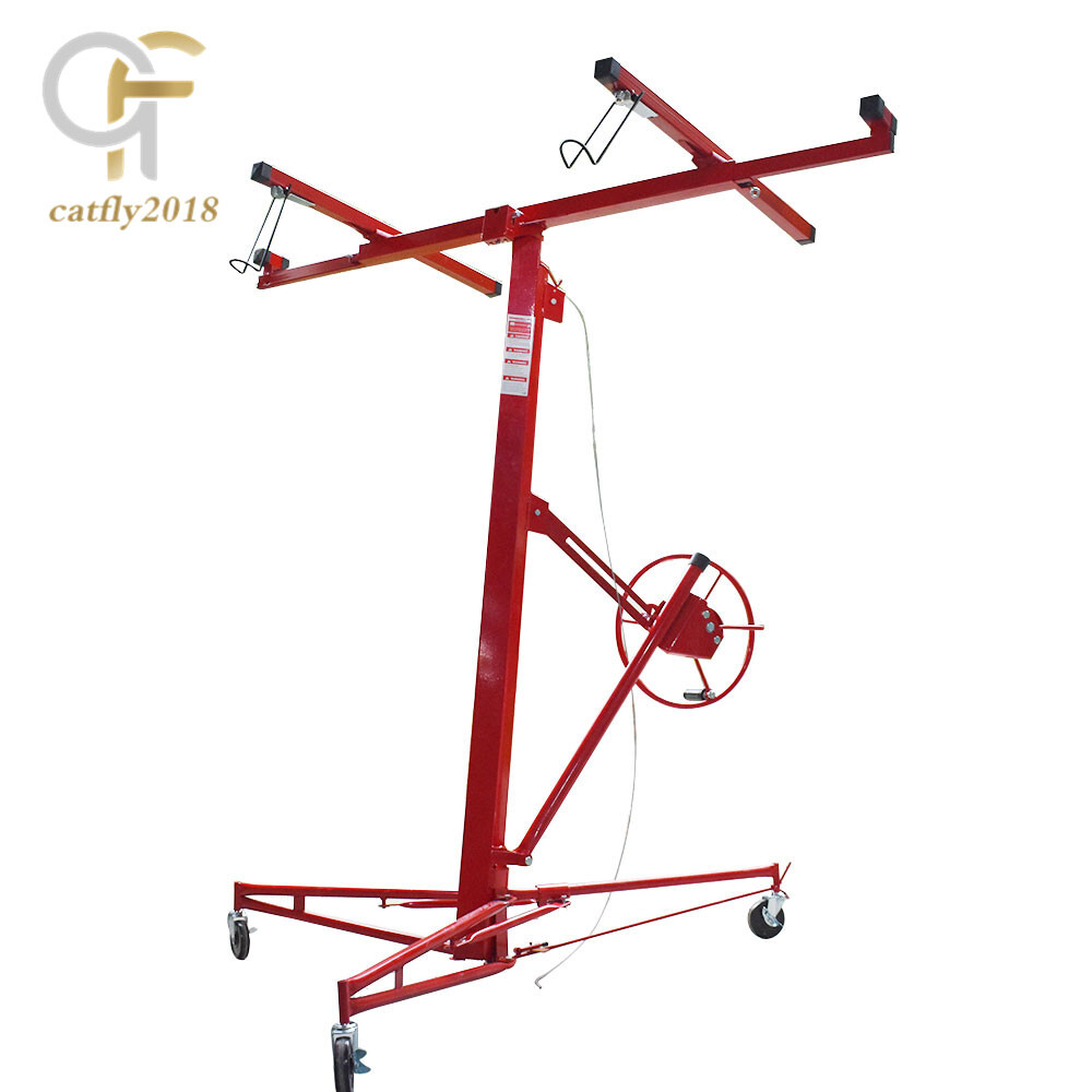 16FT Drywall Lift Plasterboard Panel Rolling Lifter Lockable 150lbs