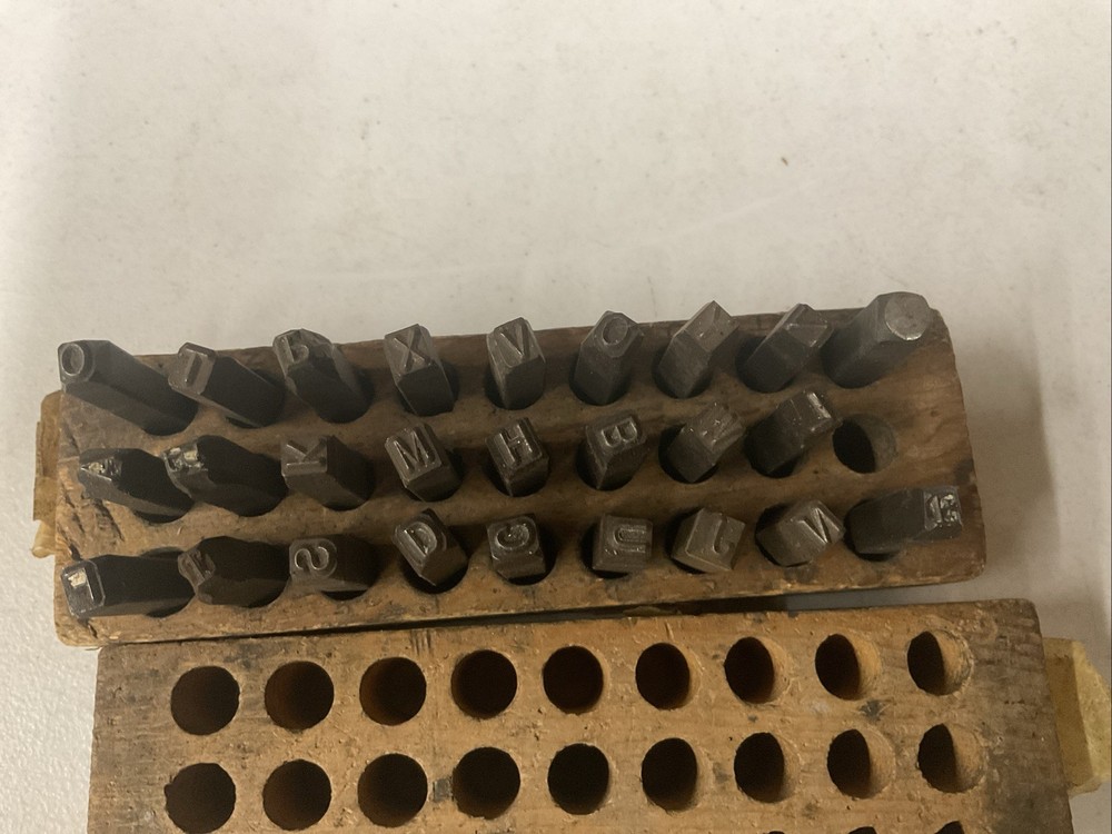 Vtg Letter Stamp Leather Set