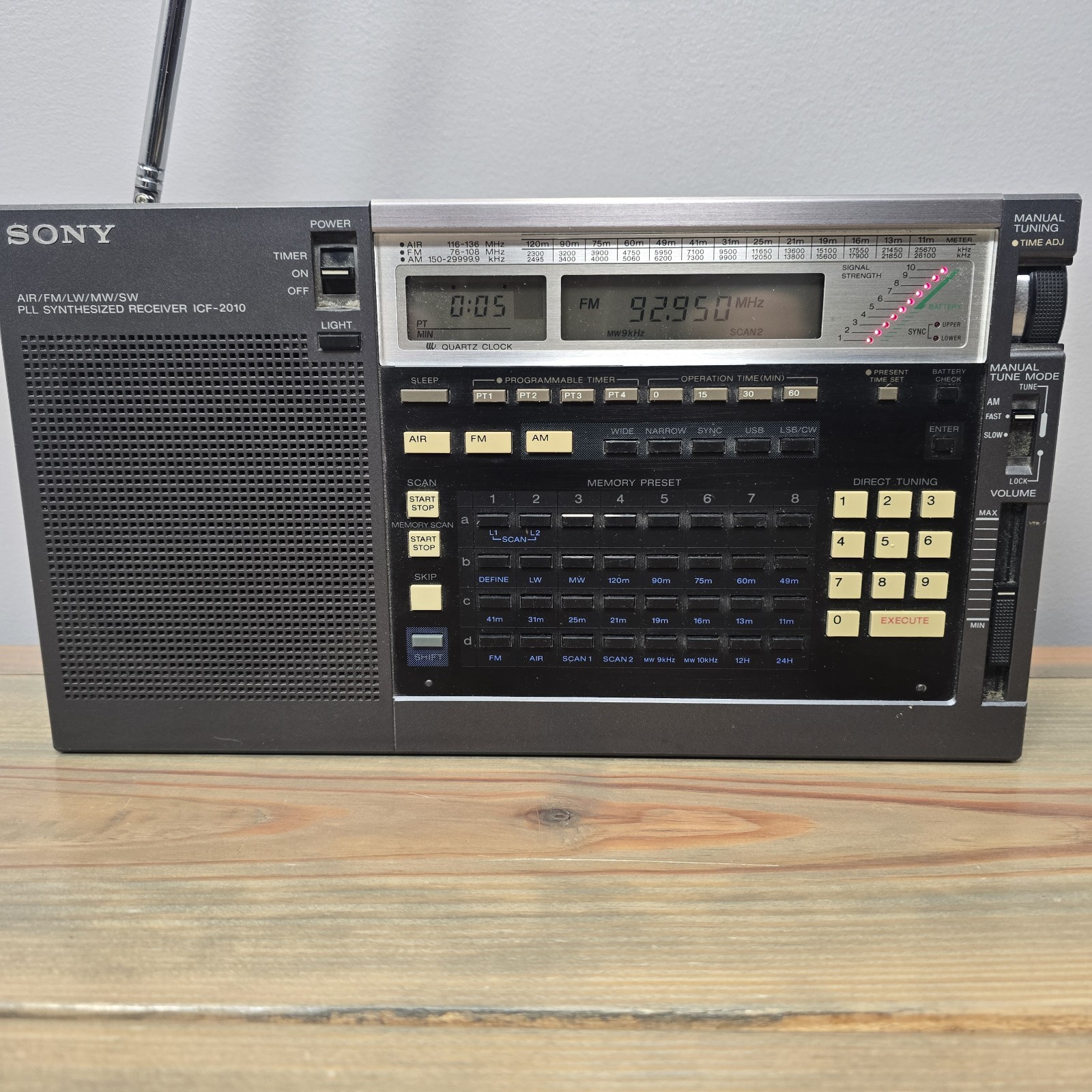 Sony Icf-2010 Air/FM/Lw/Mw/SW Pll Synthesized Receiver No AC Power adapter