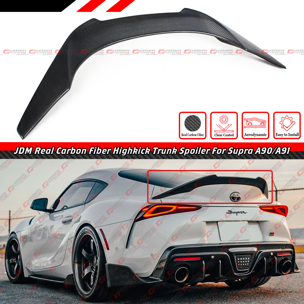 FOR 2020-2026 TOYOTA SUPRA A90 A91 CARBON FIBER JDM HIGHKICK TRUNK SPOILER WING