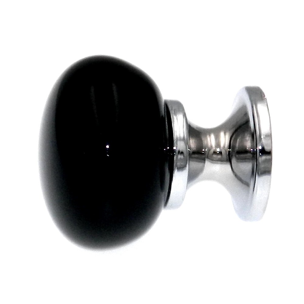 12 Pack Liberty Black Ceramic 1 1/8" Knobs with Polished Chrome P37371C-PC