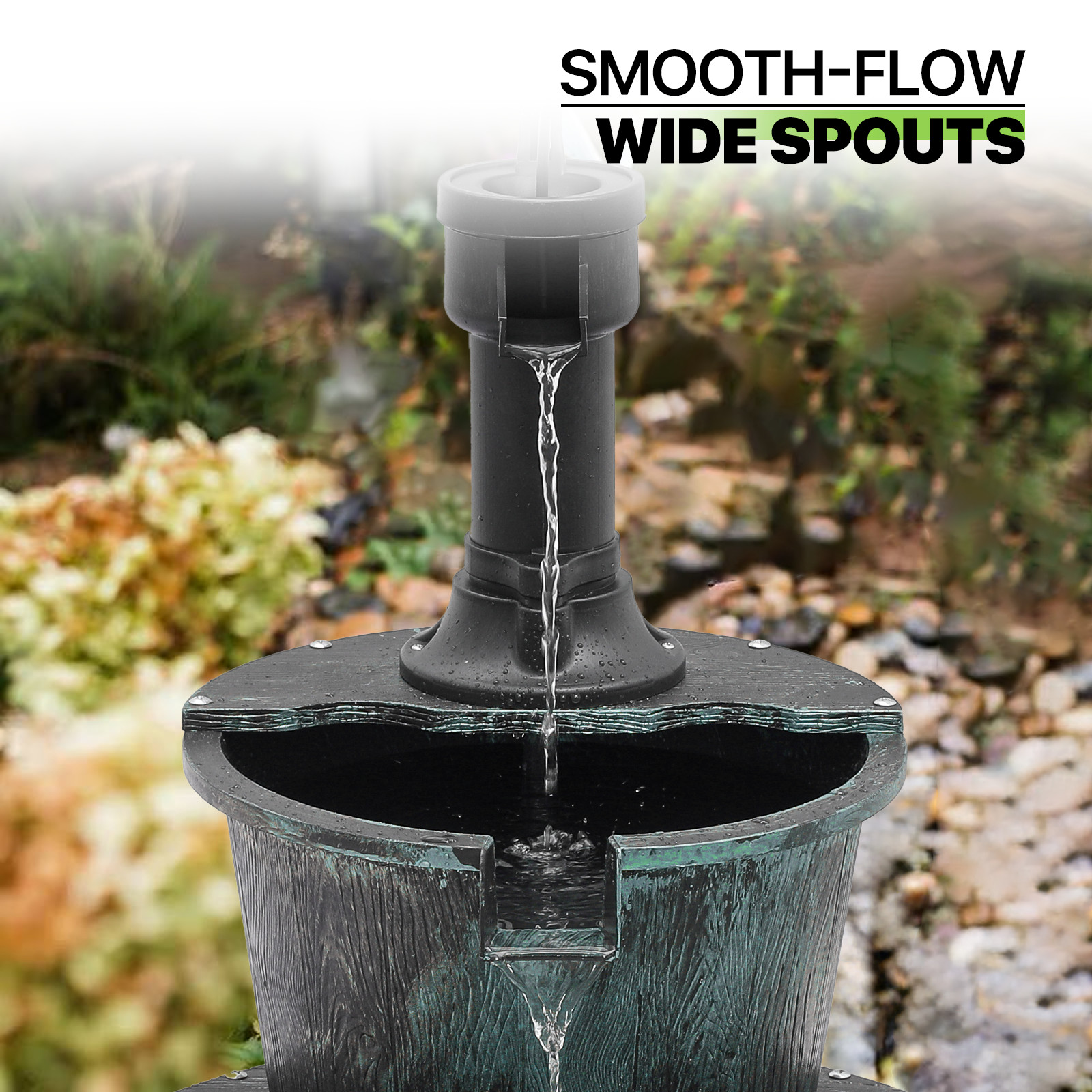 2-Tier Bird Bath Pedestal Fountain 27-Inch Outdoor Garden Decor