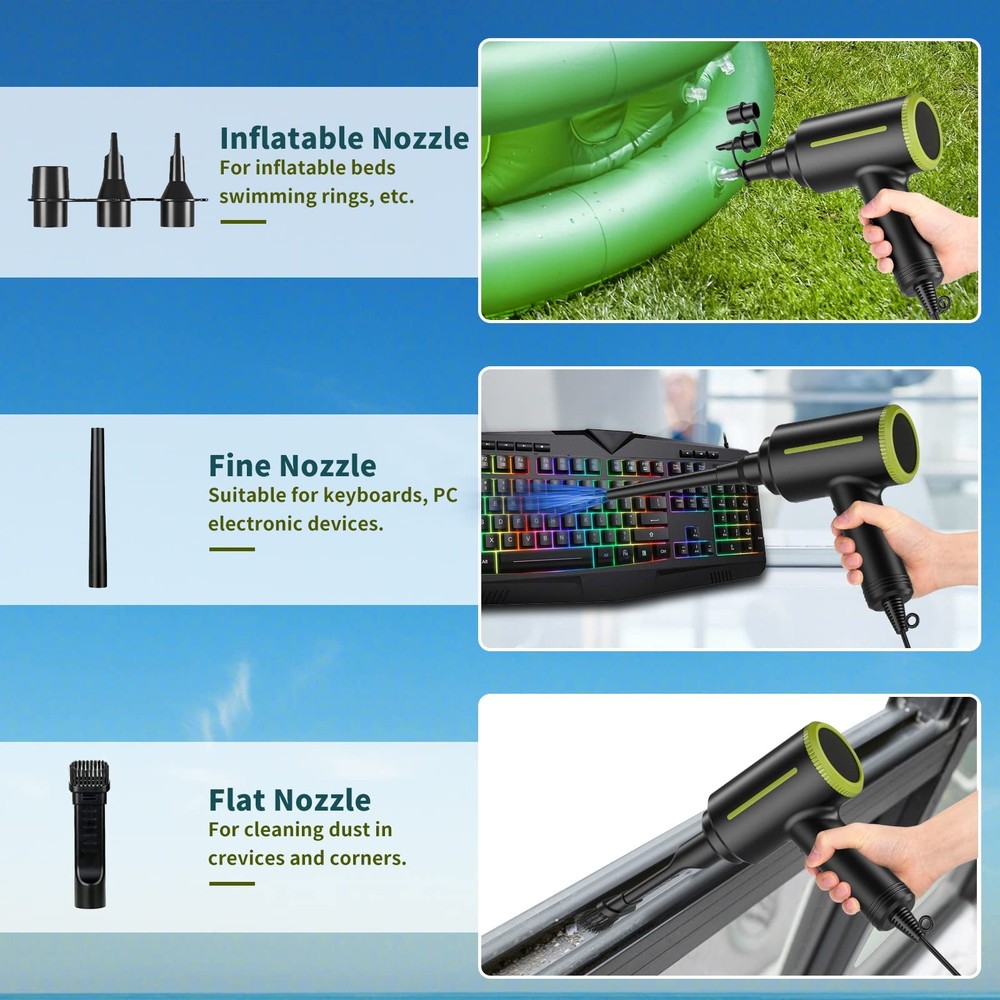 Compressed Blower, Handheld 500W 40000RPM Powerful Cored Duster for Computer ...