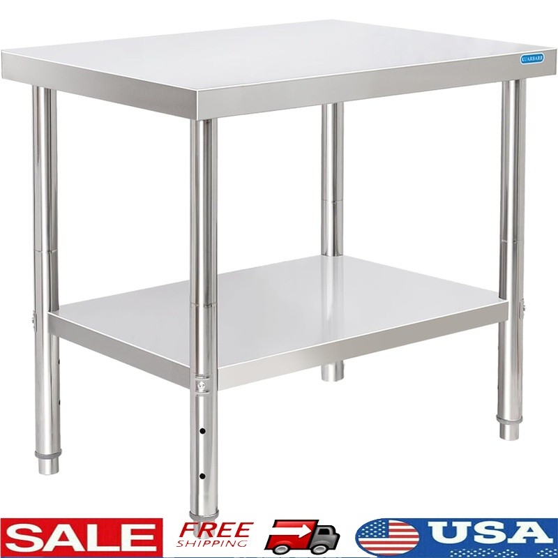 Heavy Duty Stainless Steel Prep Work Surface Adjustable Undershelf NSF Certified