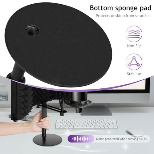 3-Panel Microphone Isolation Shield with Stand & Pop Filter - Soundproof Foam fo