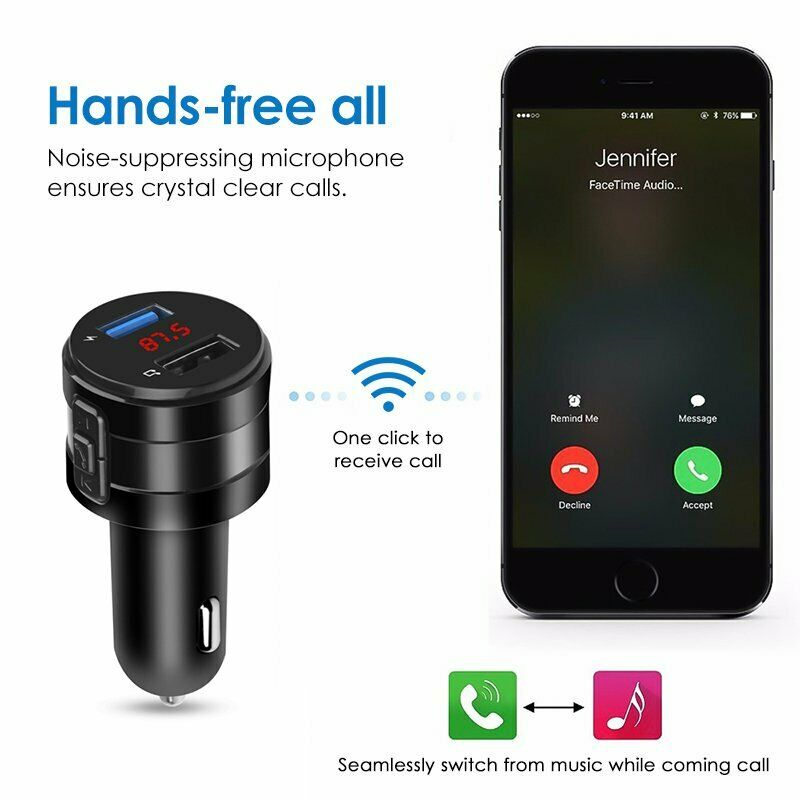 Bluetooth Wireless Handsfree Car FM Transmitter MP3 Player 2 USB Charger Kit kf