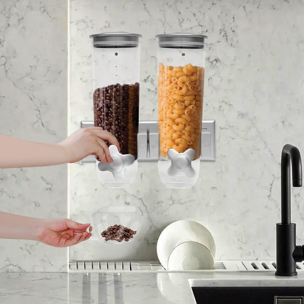 Wall-mounted Food Dispenser Column 3L/101oz Storage Container Silver