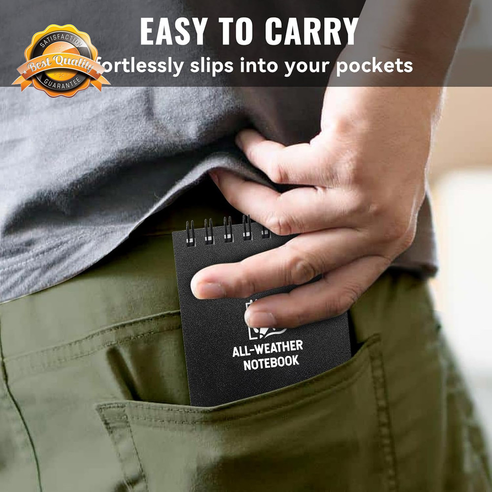 Waterproof Notebook Top-Spiral Pocket Notepad Weatherproof 3x5in 4pc