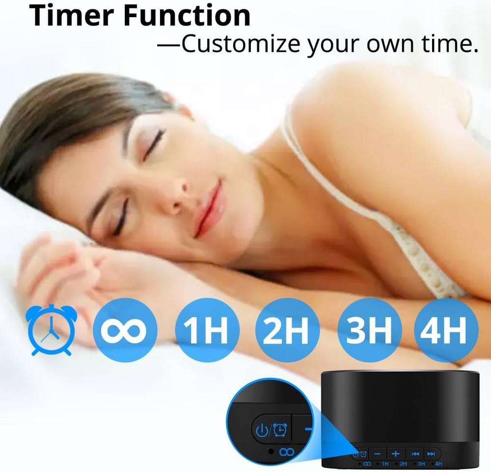 White Noise Machine with 20 Non Looping Natural Soothing Sounds Memory Function