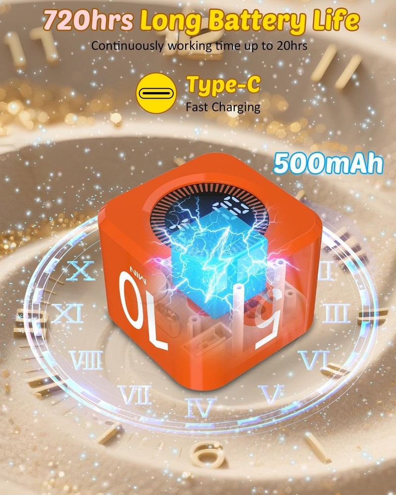 Digital Pomodoro Timer Cube 5/10/25/50min, Visual Productivity Flip Timer for...