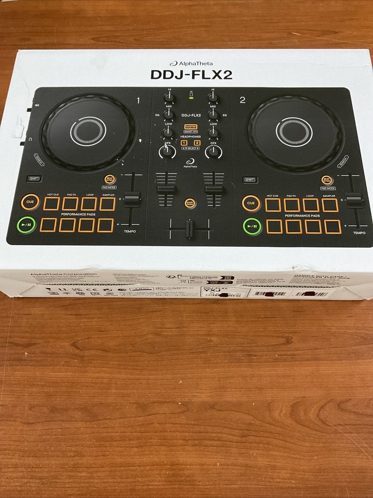AlphaTheta DDJ-FLX2 Double Deck DJ Controller, Performance Pads, USB, Black