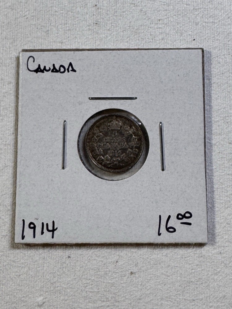 1914 Canada 5 Cents Silver Coin