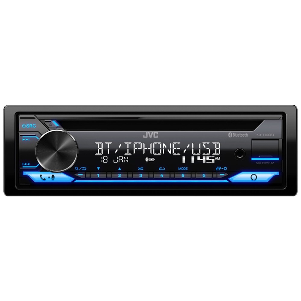 JVC KD-T720BT 1-DIN Bluetooth CD Receiver, Handlebar Control Interface