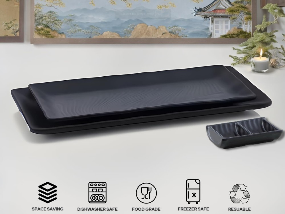 ELEVATEQUEST Multisize Serving Platters/Sushi Plate 3pcs set (10''/12'' plates/4