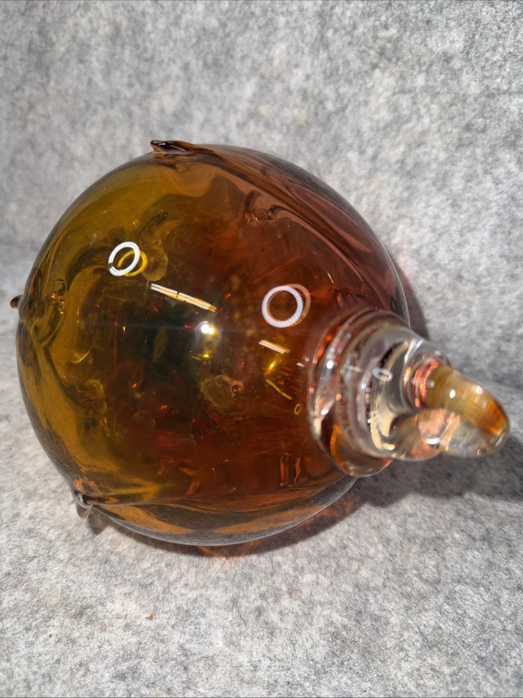 Hand Blown Amber Hummingbird Feeder