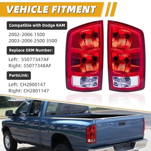 Tail Light Assembly Compatible with Dodge RAM 2002-2006 1500 | 2002-2006 RAM