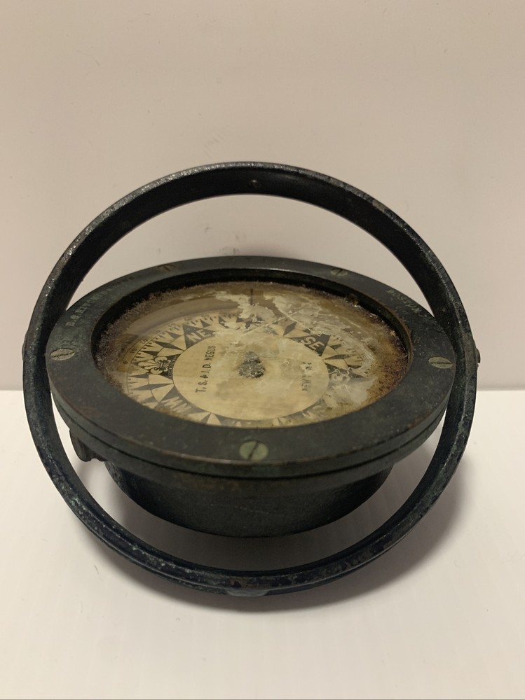 Early Vintage Rare E.S. Ritchie Nautical Gimbal Compass 74738 Solid Brass ~1930s
