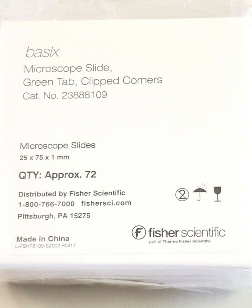 FISHERBRAND BASIX AQUA MICROSCOPE SLIDES- CLIPPED CORNERS- 1BOX