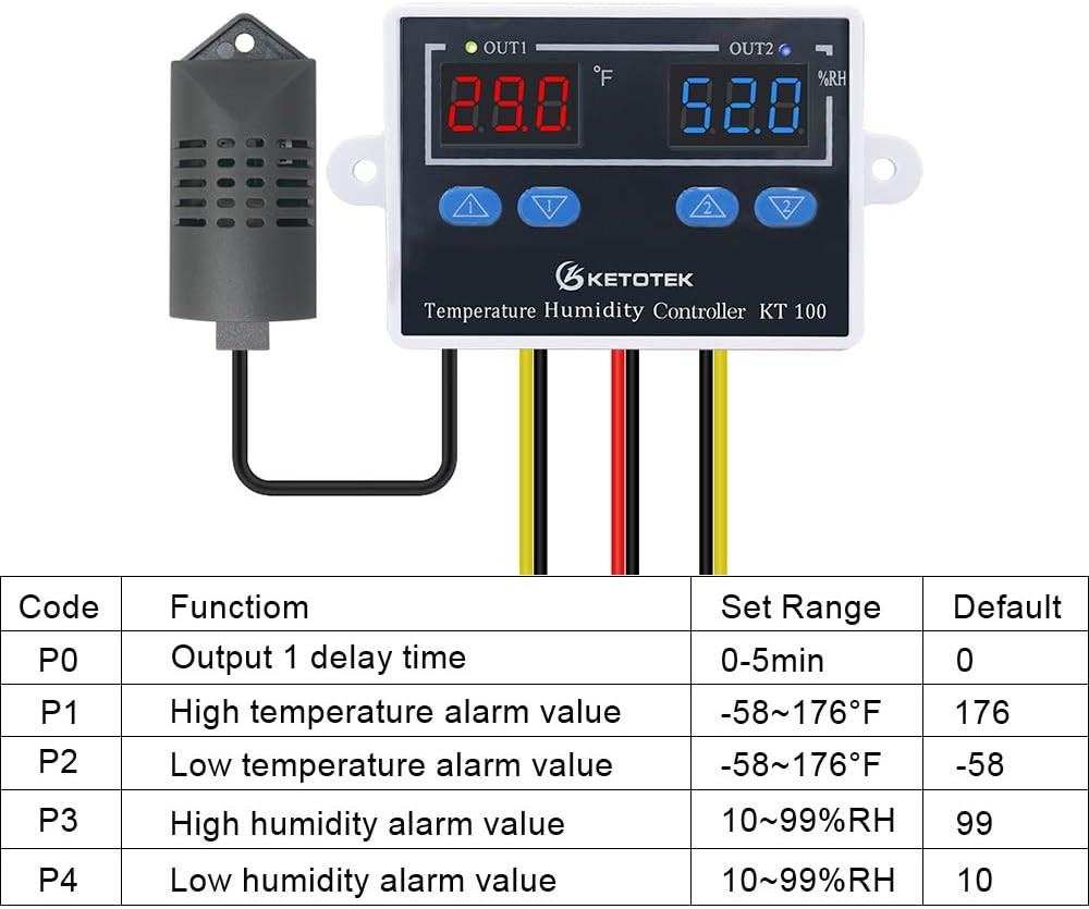 KETOTEK Temperature Humidity Controller Digital Thermostat Module 120V, Heating