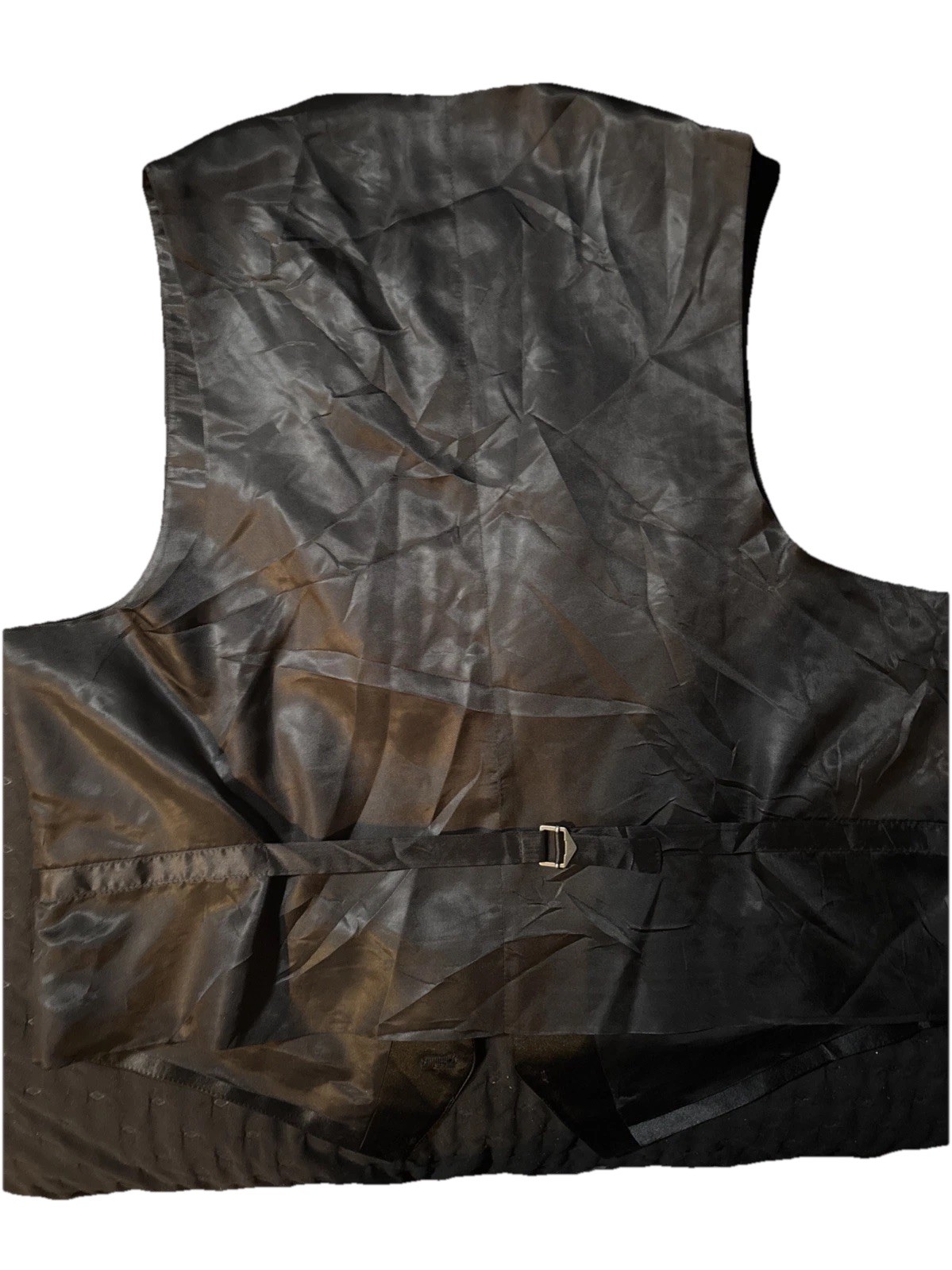 Stafford Formal Wear Mens Black Satin Tuxedo Vest Adjustable Cinch Back 5 Button