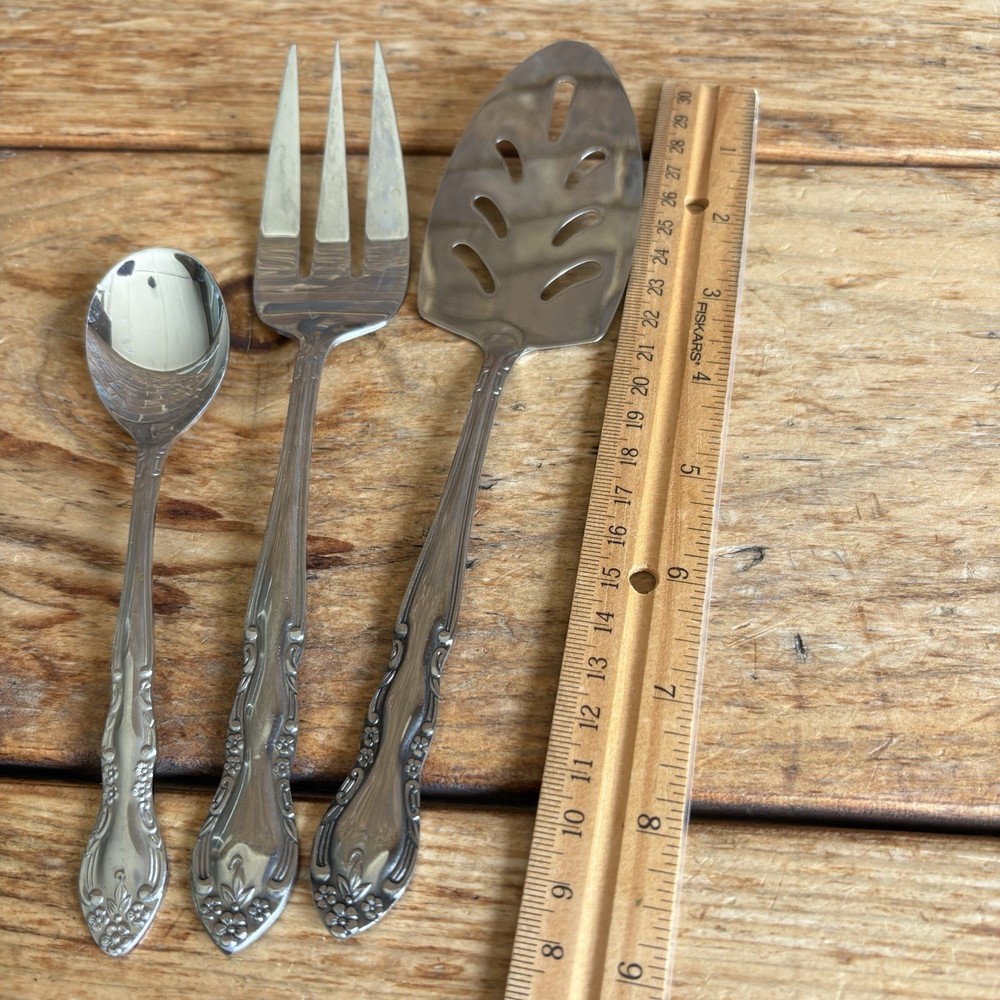 Imperial FLEURETTE Stainless Flatware 2 Serving Pieces and 1 Teaspoon