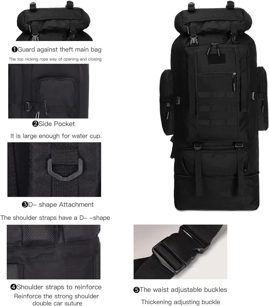 100L Hiking Backpack Men Large Waterproof Camping Lightweight...