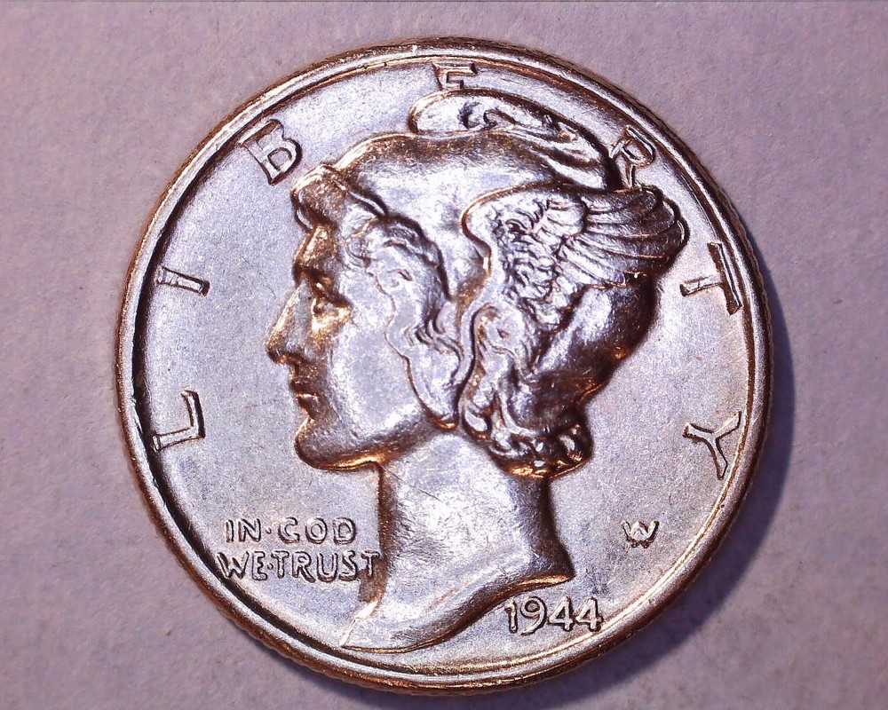 1944  Mercury Head Silver Dime BU "ERROR" LOW 4 **128-6A