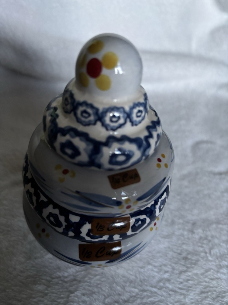Temptations By Tara Old World Style Blue Stackable Nesting Measuring Cup 4
