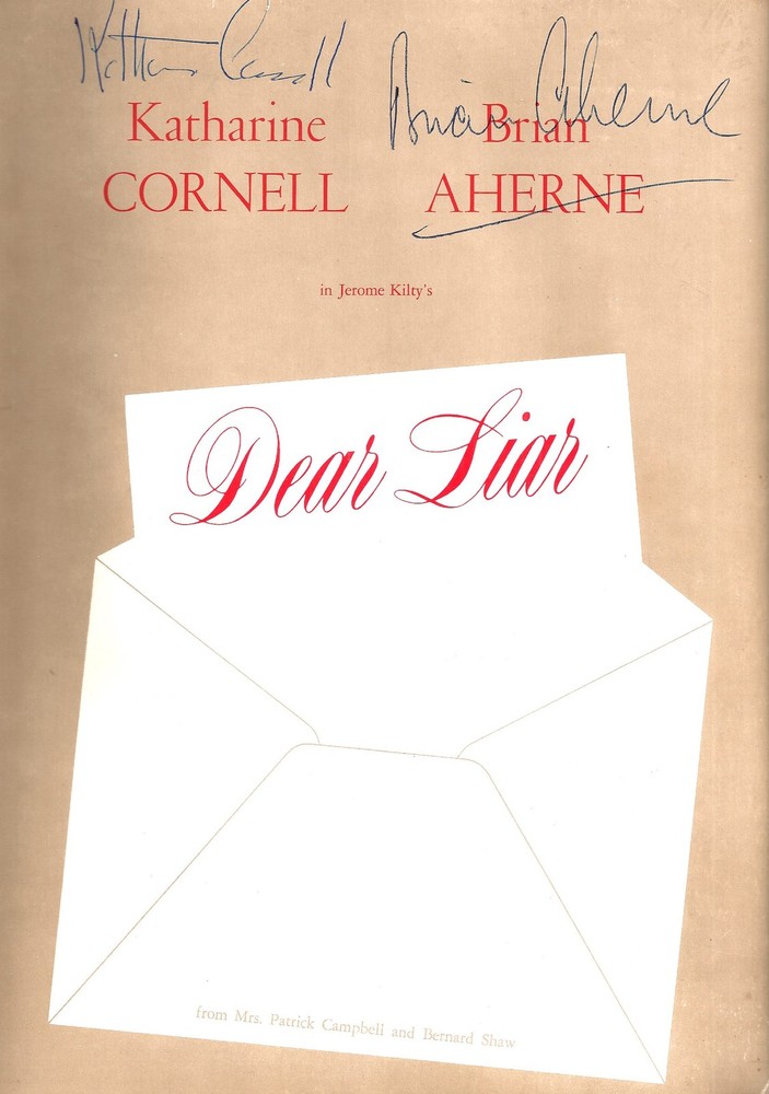 Katharine Cornell (Signed) "DEAR LIAR" Brian Aherne / Jerome Kilty 1960 Program