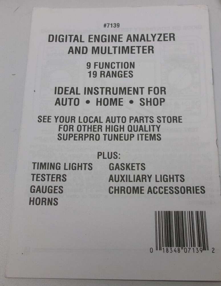 SUPERPRO Model #7139 DIGITAL ENGINE ANALYZER / MULTIMETER KIT #20