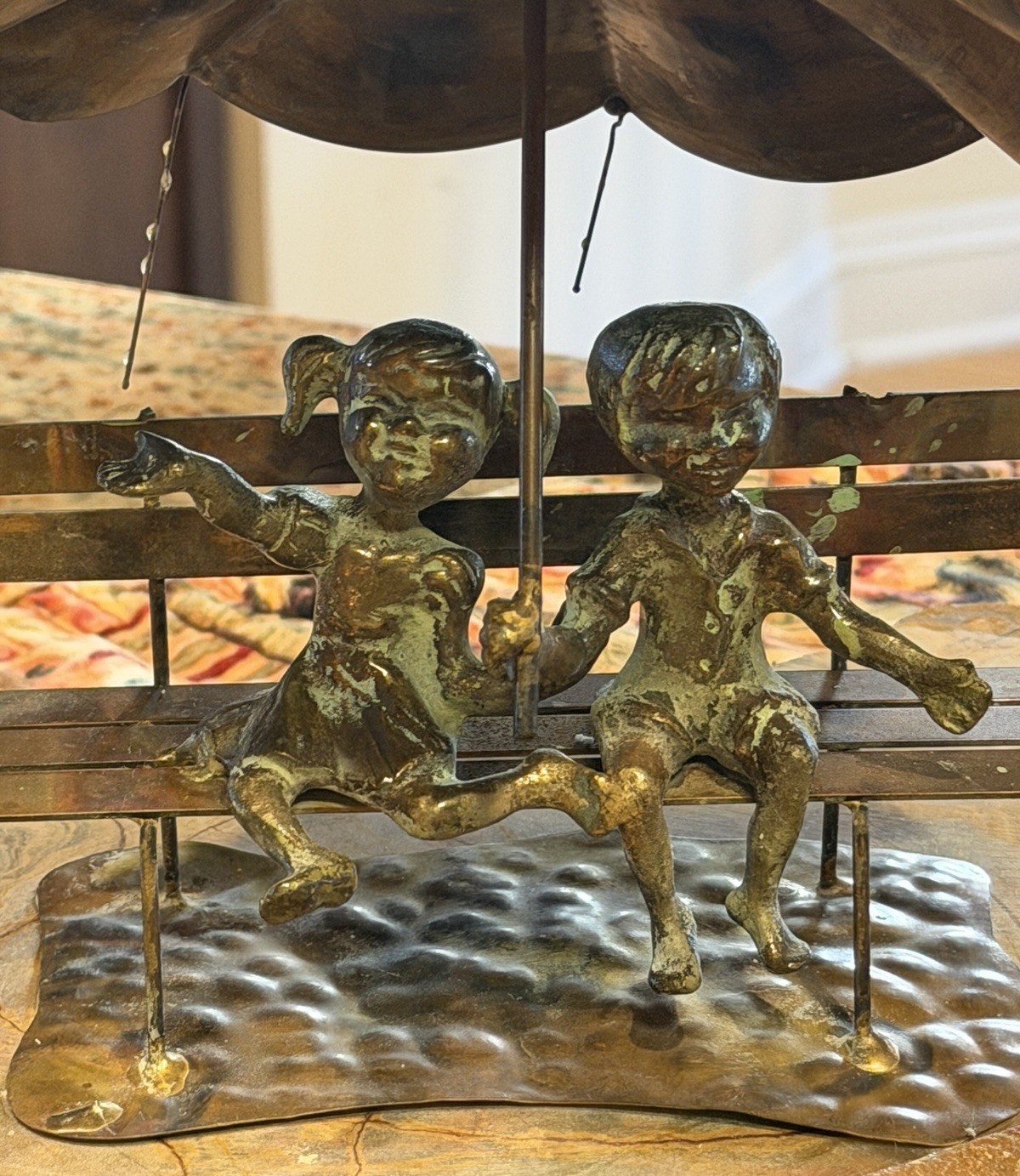 Vintage 1970s Bijan Brass & Copper Figural Rain Drops Sculpture Signed 14”