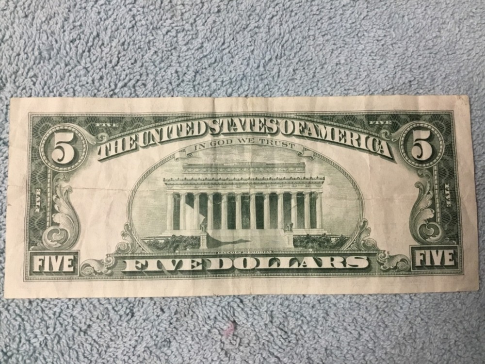 1963 $5 Five Dollar Red Seal US Note Granaham Dillon