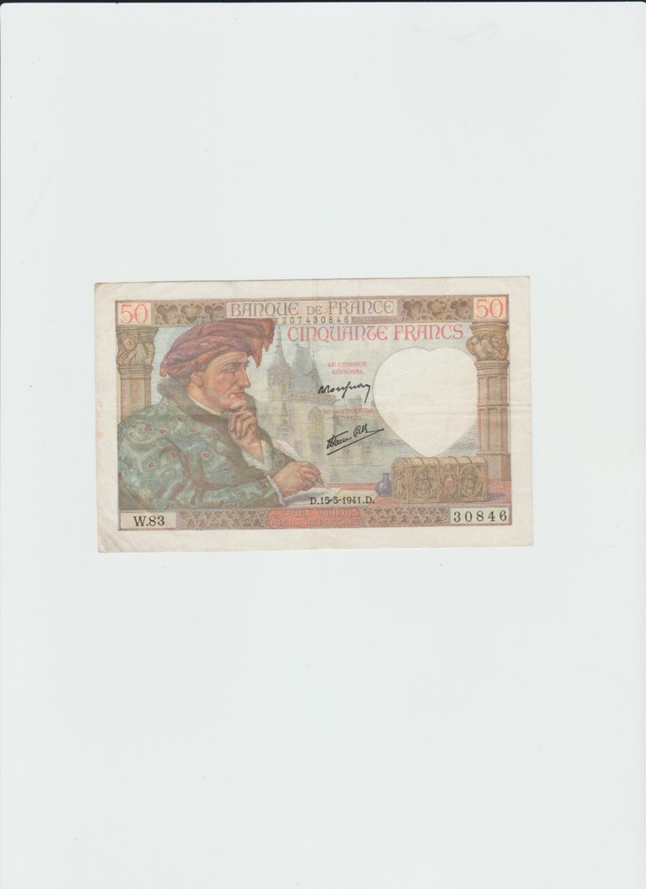 1941 French 50 Franc Banknote