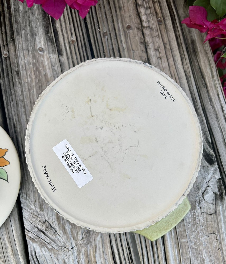 Casserole Dish Oven Safe Signed Hand Painted Lid Floral Solid Lt. Green Bottom
