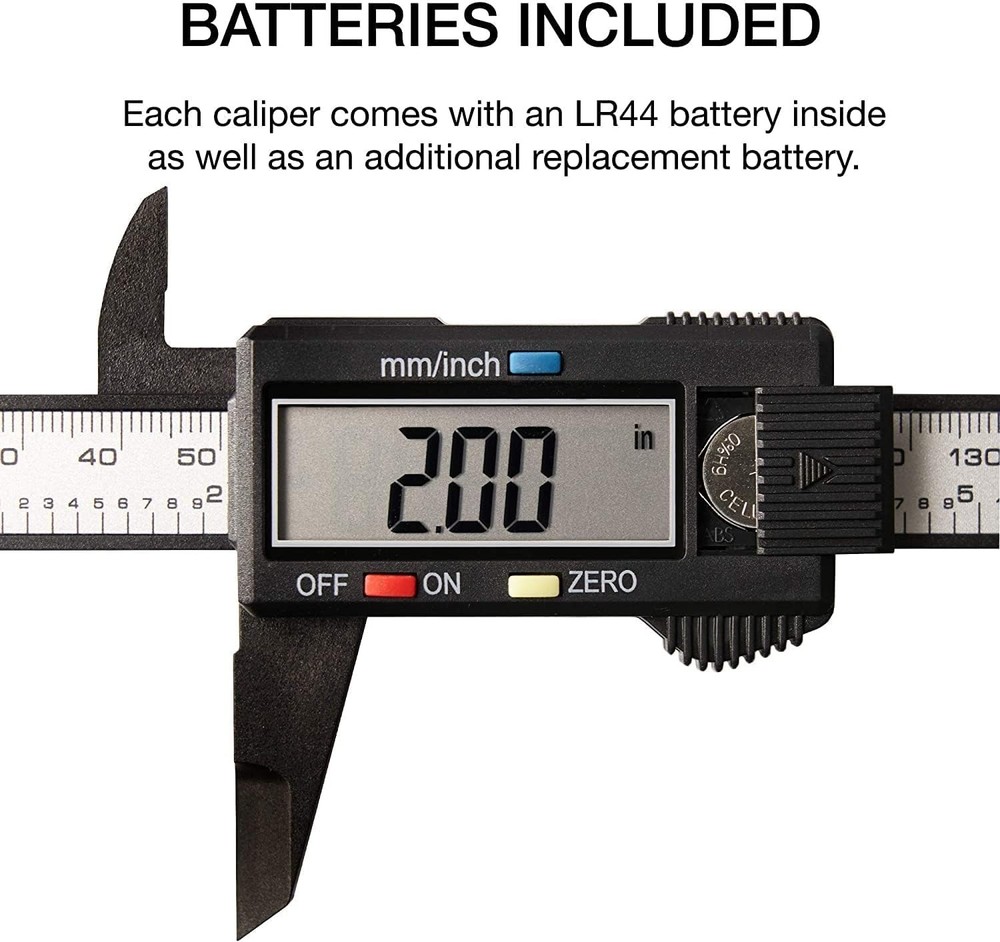 Precision 6” Digital Caliper with Zero Setting & Extra Battery Included
